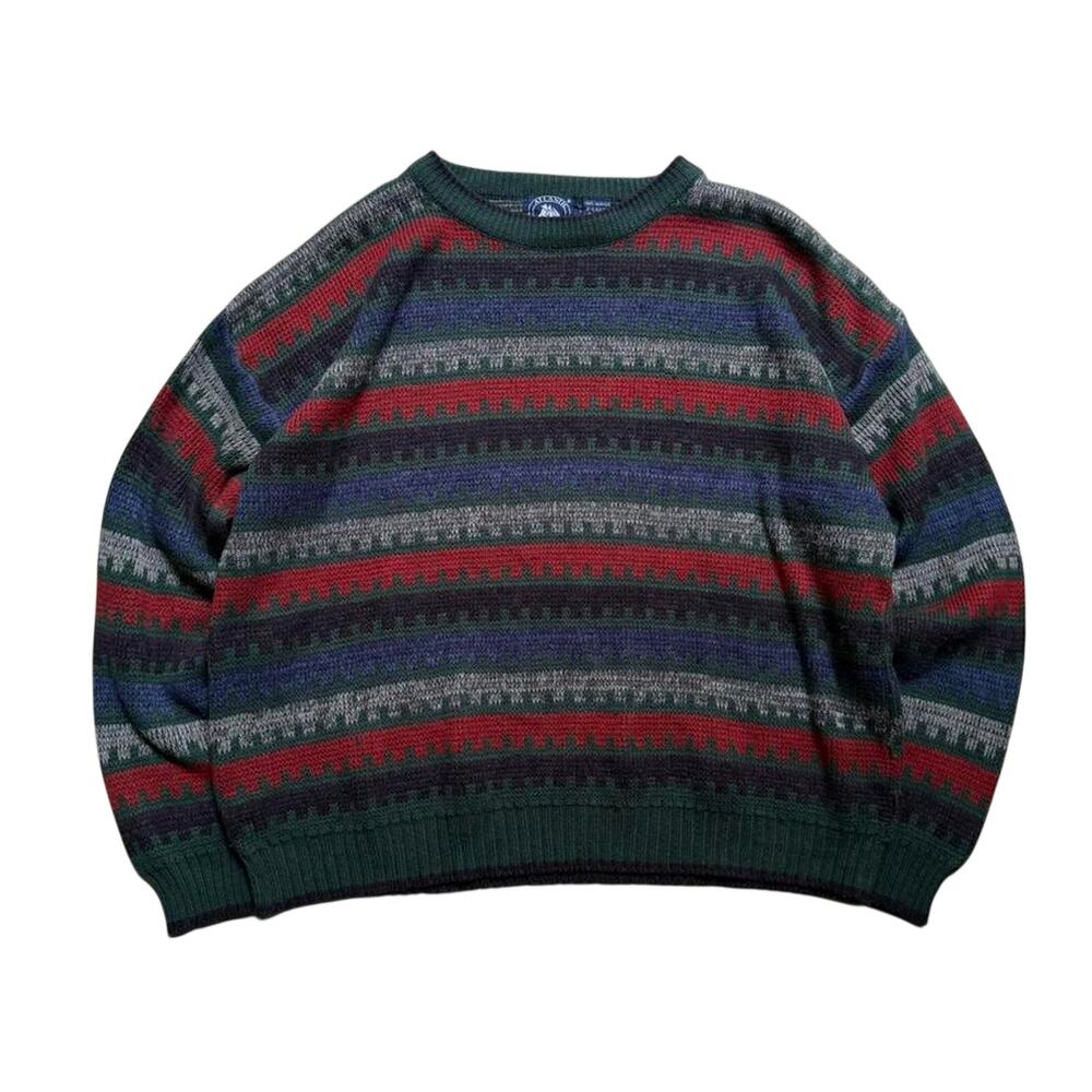 Vintage Atlantic Traders Grunge Style Stripe Knit Sweater